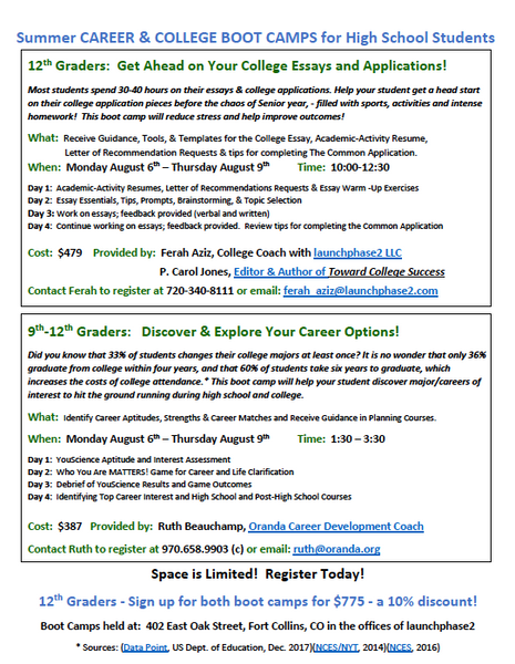 Summer Career and College Boot Camp in Fort Collins!